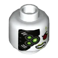 Minifig Head Pola, Cyborg Implants, Red Left Eye / Green Left Eye, Fangs Print