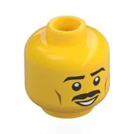 Minifig Head Fred Finley, Mustache, Eyebrows, Open Mouth Print [Hollow Stud]