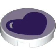 Tile Round 2 x 2 with Bottom Stud Holder with Purple Heart Print