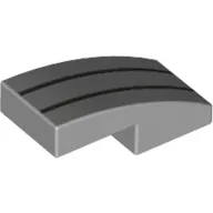 Brick Curved 2 x 1 No Studs [1/2 Bow] with 2 Silver Lines print