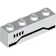 Brick 1 x 4 with 4 Black Squares and Black Stripe (Stormtrooper) Print