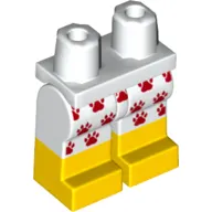 Hips with White Legs and Yellow Boots Pattern with Red Paw Print Shorts and Yellow Feet Print