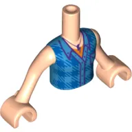 Minidoll Torso Girl with Blue Blocked Shirt, Lightning Bolt Hanger/Pendent Print, Light Nougat Arms and Hands
