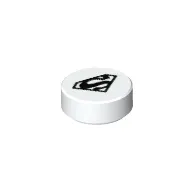 Tile Round 1 x 1 with Black Superman Logo
