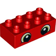 Duplo Brick 2 x 4 with Two Green/White Eyes Print