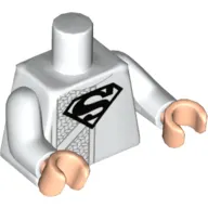 Torso Robe with Black Superman Logo Print, White Arms, Light Nougat Hands