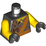 Torso Robe, Rocks and Orange Lava Print, Yellow Arms, Black Hands