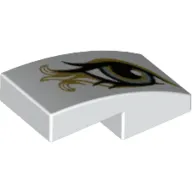 Brick Curved 2 x 1 No Studs [1/2 Bow] with Left Eye, Metallic Gold Print