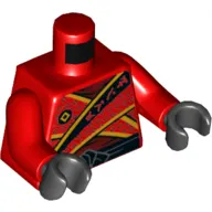 Torso Robe with Square Print, Yellow Trim, and Black Belt Print (Kai), Red Arms, Black Hands
