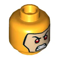 Minifig Head Reverse Flash, Dual Sided, Balaclava, Light Nougat Face, Red Eyes, Firm Angry Teeth Print [Hollow Stud]