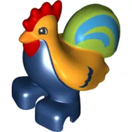 Duplo Animal Rooster with Bright Light Orange Top and Lime Tail Print