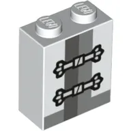 Brick 1 x 2 x 2 with Inside Stud Holder with Rope Master Wu Print