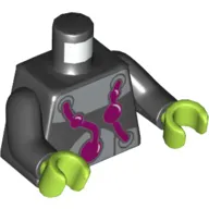 Torso Armor, Magenta Tubes and Silver Plates Print (Brainiac), Black Arms, Lime Hands