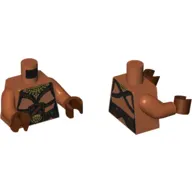Torso Armor with Gold Necklace, and Belt with Lion Head Belt Buckle Print (Okoye), Dark Orange Arms, Reddish Brown Hands