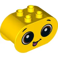 Duplo Brick 2 x 4 x 2 Rounded Ends with Brown Eyes, Tongue Print