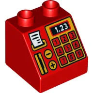 Duplo Brick 2 x 2 Slope 45° with Cash Register with Card Reader and 1.23 Print