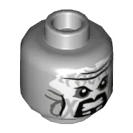 Minifig Head Killow, Angry Eyes, Lips, White Paint Print [Hollow Stud]