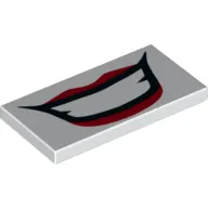 Tile 2 x 4 with Thin Red Lips, White Teeth, Thick Black Outline Print (Joker)