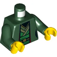 Torso Robe, Tunic, Belt Print (Harumi), Dark Green Arms, Yellow Hands