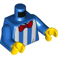 Torso Shirt with White Stripes and Red Bow Tie Print, Blue Arms, Yellow Hands