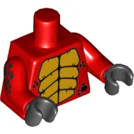Torso Yellow Dragon Stomach Print, Red Arms with Black Scales Print, Black Hands