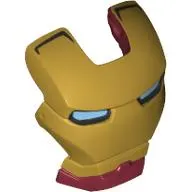 Headwear Accessory Visor Top Hinge with Gold Face Shield and Bright Light Blue Eyes Print (Iron Man)