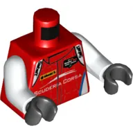 Torso Racing Jacket, 'Sabelt' Logo on Shoulders and 'SCUDERIA CORSA' Logo on Front and Back Print, White Arms, Black Hands