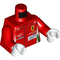 Torso Racing Jacket with Green and White Trim, Ferrari Logo Print, Red Arms, White Hands