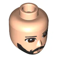 Minidoll Head Male with Brown Eyes, Black Beard and Curly Mustache