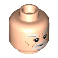 Minifig Head Ki-Adi-Mundi, White and Grey Eyebrows, Mustache, and Beard Print [Hollow Stud]
