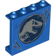 Panel 1 x 4 x 3 [Side Supports / Hollow Studs] with Jurassic World Logo, Claw Marks print