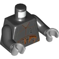 Torso Jacket, Silver Tubes and Connectors, Orange Midriff Print (Quay Tolsite), Black Arms, Light Bluish Gray Hands