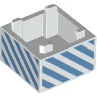 Container Box 2 x 2 x 1 with Medium Blue Diagonal Stripes Print