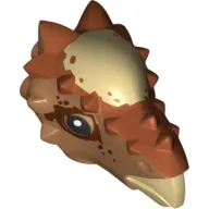Animal Body Part, Dinosaur, Stygimoloch Head with Dark Orange and Reddish Brown Pattern Print