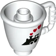 Duplo Cone / Ice Cup with Black Train and Red Heart Steam Clouds Print