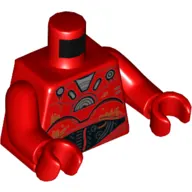 Torso Droid with Silver Plates, Wires, and Rust Print, Red Arms and Hands