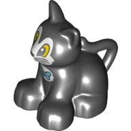 Duplo Animal Cat / Kitten Sitting with Yellow Eyes, and Bow on Chest Print