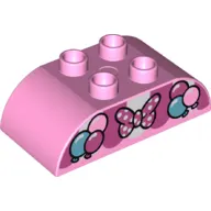 Duplo Brick 2 x 4 Curved Top with Bow Tie and Balloons print