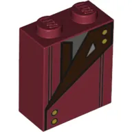 Brick 1 x 2 x 2 with Inside Stud Holder with Red Jacket, Buttons print