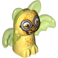 Creature, Shadow Bat Elves, Light Yellow Body, Trans-Bright Green Wings and Ears with Orange Markings, Light Bluish Grey Round Glasses Print