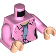 Torso Shirt, Knotted, over Lavender Undershirt Print, Bright Pink Arms, Light Nougat Hands