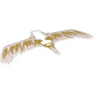 Wings, with Brown, Reddish Brown, and Pearl Gold Feathers on White Print