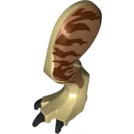 Animal Body Part, Dinosaur, Tyrannosaurus Rex Leg, Left, with Pin, Dark Tan Claws and Reddish Brown Stripes on Medium Nougat Print - Left