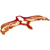 Wings, with Yellow and Orange Flames on Red Print