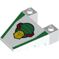 Brick Wedged, Sloped 4 x 4 Taper, with Stud Notches with Parcel Box Globe Round Arrow print