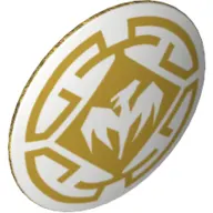 Shield Round Bowed with White Dragon On Gold Print