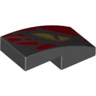 Brick Curved 2 x 1 No Studs [1/2 Bow] with Yellow Left Eye, Red Stripes print