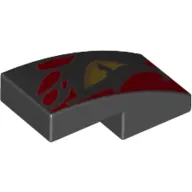 Brick Curved 2 x 1 No Studs [1/2 Bow] with Yellow Right Eye, Red Stripes print