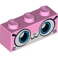 Brick 1 x 3 with Unikitty, Closed Mouth Smile and Magenta Lines in Corners Print
