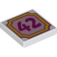 Tile 2 x 2 with Dark Pink 42 on Pink Field and Yellow Border print